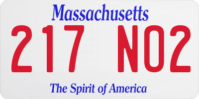 MA license plate 217NO2