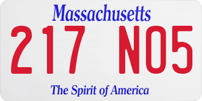 MA license plate 217NO5