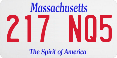 MA license plate 217NQ5