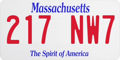 MA license plate 217NW7