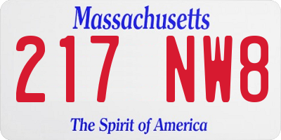 MA license plate 217NW8