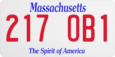 MA license plate 217OB1