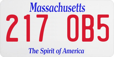 MA license plate 217OB5
