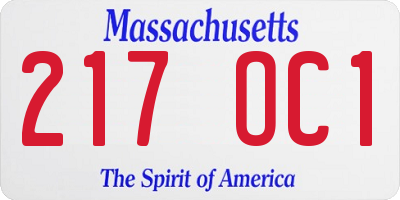 MA license plate 217OC1