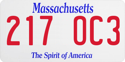 MA license plate 217OC3