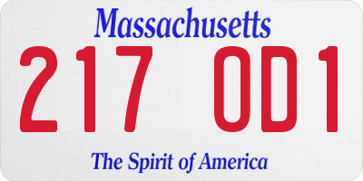 MA license plate 217OD1