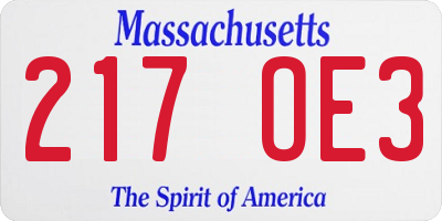 MA license plate 217OE3