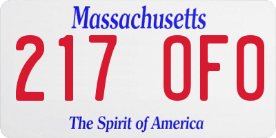 MA license plate 217OF0