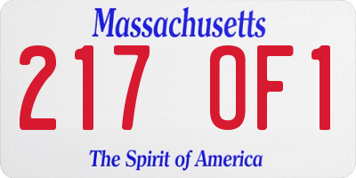 MA license plate 217OF1