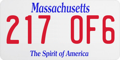 MA license plate 217OF6