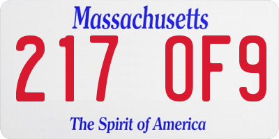 MA license plate 217OF9