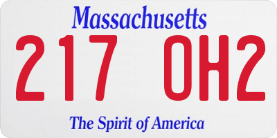 MA license plate 217OH2