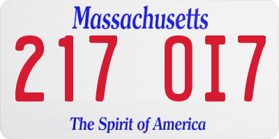 MA license plate 217OI7