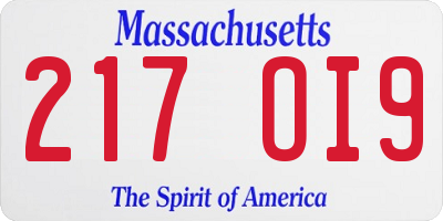 MA license plate 217OI9
