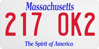 MA license plate 217OK2