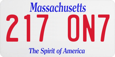 MA license plate 217ON7