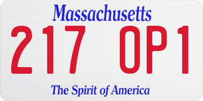 MA license plate 217OP1