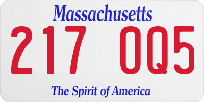 MA license plate 217OQ5