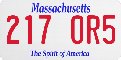 MA license plate 217OR5