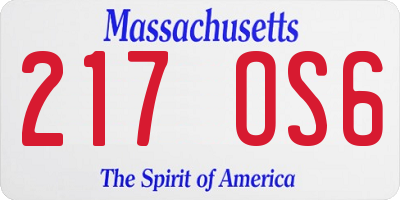 MA license plate 217OS6