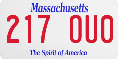 MA license plate 217OU0