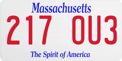 MA license plate 217OU3