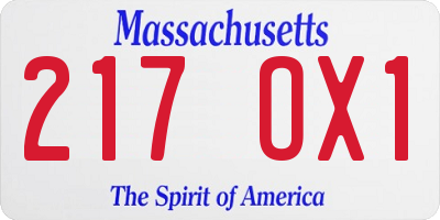 MA license plate 217OX1