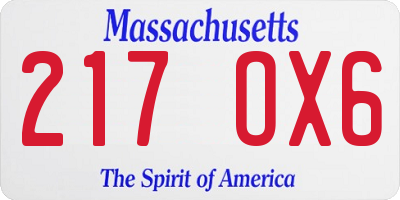 MA license plate 217OX6