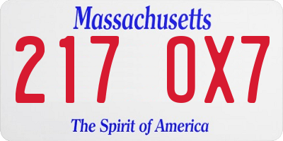 MA license plate 217OX7