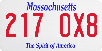 MA license plate 217OX8