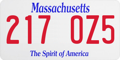 MA license plate 217OZ5