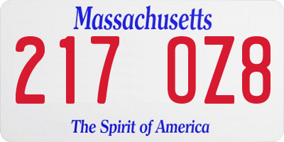 MA license plate 217OZ8