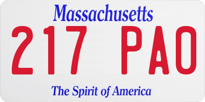 MA license plate 217PA0