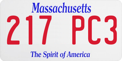 MA license plate 217PC3