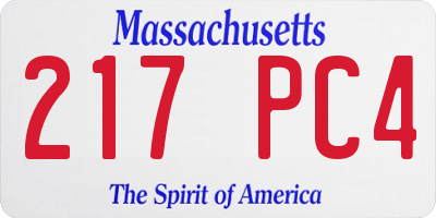 MA license plate 217PC4