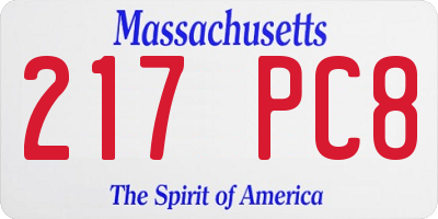 MA license plate 217PC8