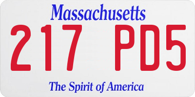 MA license plate 217PD5
