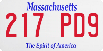 MA license plate 217PD9