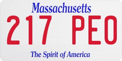 MA license plate 217PE0