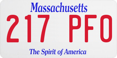 MA license plate 217PF0