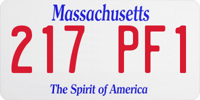 MA license plate 217PF1