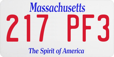 MA license plate 217PF3