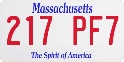 MA license plate 217PF7