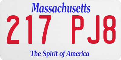 MA license plate 217PJ8