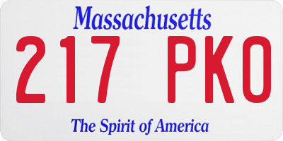 MA license plate 217PK0