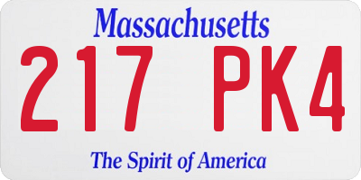 MA license plate 217PK4