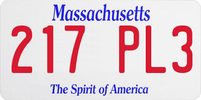 MA license plate 217PL3