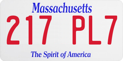MA license plate 217PL7