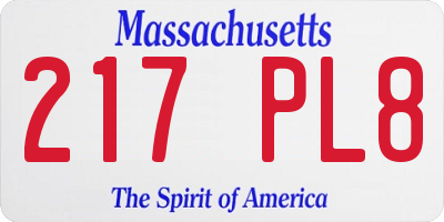 MA license plate 217PL8