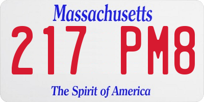MA license plate 217PM8